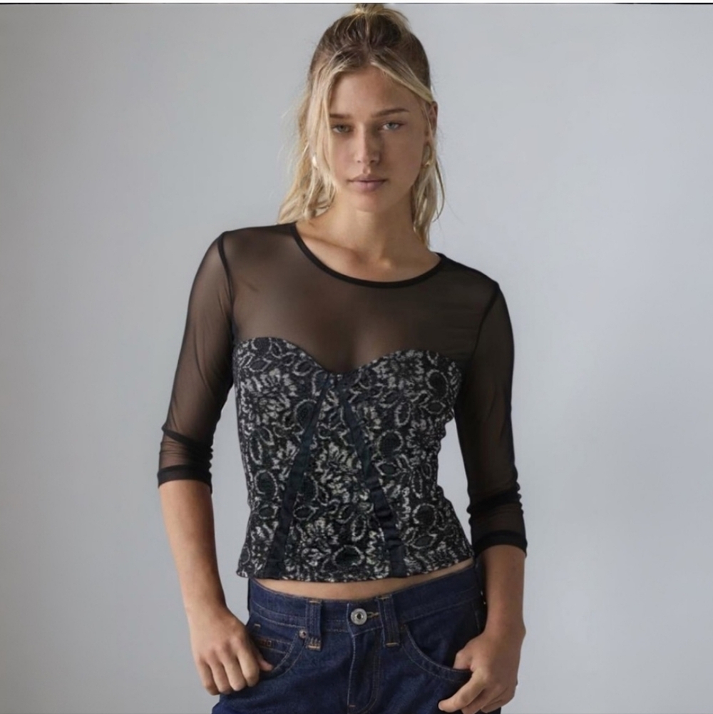 Kimchi Blue Sparkle Sheer Top